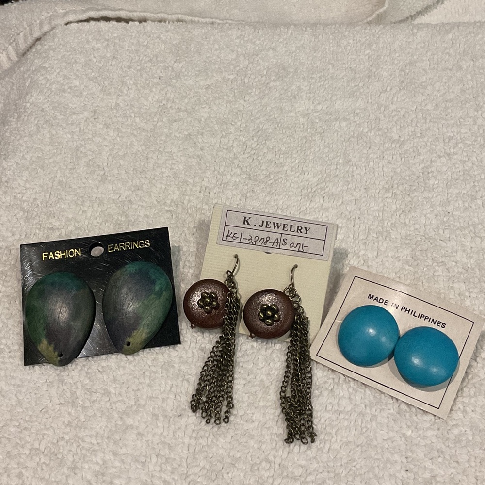 Brown And Silver Dangle Earrings - image 1